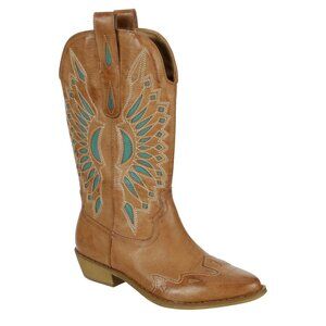 Coconuts by Matisse Women's BANDERA WESTERN BOOT Brown Embroidered Design Sz 8.5